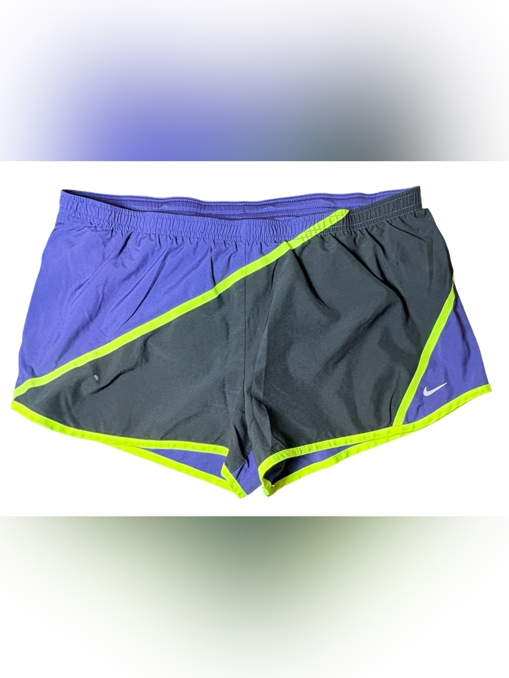 Nike Dri-FIT Running Shorts XL Purple Black Neon Green Athletic Activewear